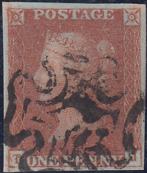 50750 - PL.39 (SG8)(TJ). Good used 1843 1d pl. 39 (SG8) lettered...