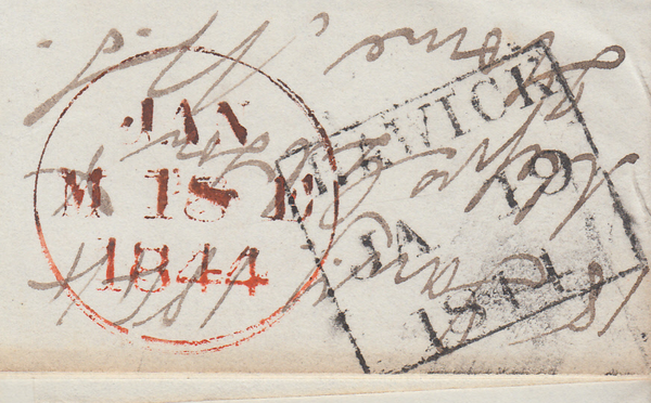 51288 1844 MAIL EDINBURGH TO HAWICK 1D PL.34 (SG8) EDINBURGH MALTESE CROSS (Spec. B1tk).