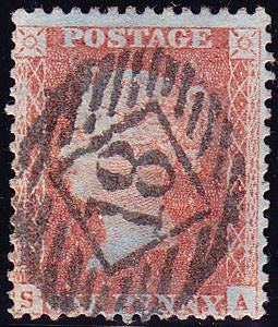 52507 1856 DIE 2 1D PL. 37 (SG29)(SA) GOOD USED.