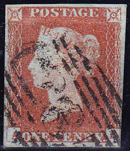 52850 - 1845 1d pl.64 (AB)(SG 8). Good used lettered AB - ...