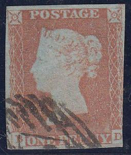 52851 - 1846 1d plate 69 (BD)(SG 8). Used example lettered...