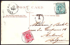 53117 - 1903 UNDERPAID MAIL LONDON TO ANTWERP. 1903 postcard London to Antwerp with ...