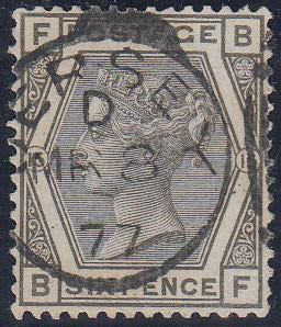53835 - 1874 6D DEEP GREY PL.15(SG146)(BF)/JERSEY CDS. A very fine used 1874