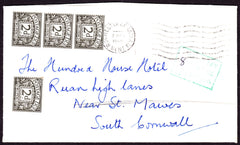 54139 - 1969 UNPAID MAIL ROCHESTER TO ST. MAWES CORNWALL.