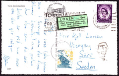 54212 - 1966 UNDERPAID MAIL UK TO SWEDEN. Post card Torquay to Sweden with ...