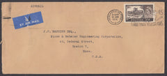 54532 - 1958 MAIL NEWCASTLE TO USA 2/6D CASTLE. Large envelope (230x100) Newcastle-on-Tyne to Boston, USA wit...
