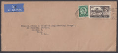 54536 - 1958 MAIL NEWCASTLE TO USA 2/6D CASTLE ISSUE. Large envelope (230x101) Newcastle-on-Tyne to Bo...
