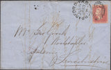 55808 1857 DIE 2 1D PL.49 TRANSITIONAL PRINTING (SPEC C9)(CE) ON COVER BRADFORD (YKS) TO SPALDING.