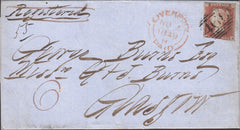 55901 - 1849 REGISTERED MAIL LIVERPOOL TO GLASGOW. Fine wrapper Liverpool to Glasgow...