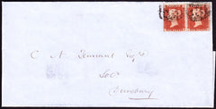 56106 - PL. 196 (JF JG)(SG17) ON COVER WAKEFIELD TO DEWSBURY. 1855 wrapper Wakefield to Dewsbury with pair of SG...