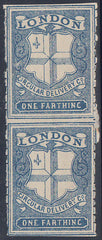 56130 - 1866 ¼D LONDON CIRCULAR DELIVERY CO. 'IMPERF BETWEEN VERTICAL PAIR'.