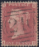 56212 - 1857 DIE 2 1D PL. 27 'AD MAJOR RE-ENTRY (SG 40/SPEC C10f). Used exa...