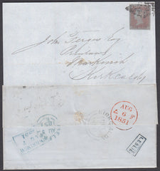 56293 - 'LESLIE' SCOTS LOCAL USED AS A BACK STAMP/PL.111 (HK)(SG8). 1851 wrapper Belfast...