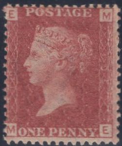 56574 - PL. 195 (ME)(SG43). A fine to very fine o.g. 1876 1d plate 195 (SG 43) lettered ME.