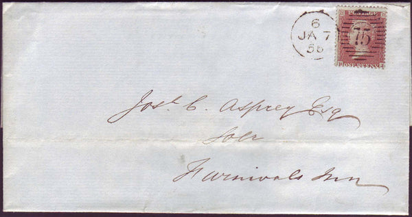 56720 - PLATE 15 (HJ). 1856 wrapper used locally in London addressed to F...