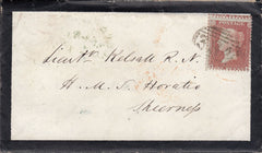 57817 1856 MOURNING ENVELOPE SIBLE HEDINGHAM, ESSEX TO 'HMS HORATIO, SHEERNESS' WITH 'SIBLE-HEDINGHAM' UDC.