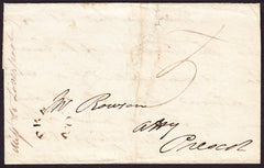 57866 - 1801 MAIL PRESTON TO PRESCOT MISSENT TO LIVERPOOL. Large part wrapper Preston to
