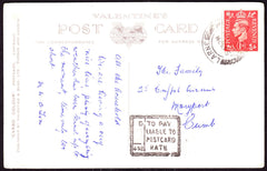 58025 - 1948 UNDERPAID MAIL IRELAND TO UK. Postcard Larne (Ireland) to Maryport, Cumberl...