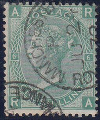 58060 - 1867 1/- green plate 6 (SG 117). Fine used lettere...