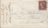 58119 - PLATE 130(TF)(SG8) ON COVER. 1852 envelope Brighton to Cockermouth with 1d impe...