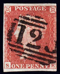 58180  1852 1D PL.160 (SG8)(SK).