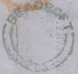 58268 - 1854 COVER SIDEWAYS DUPLEX/NUMERAL COMBINATION ON REDIRECTED WRAPPER.