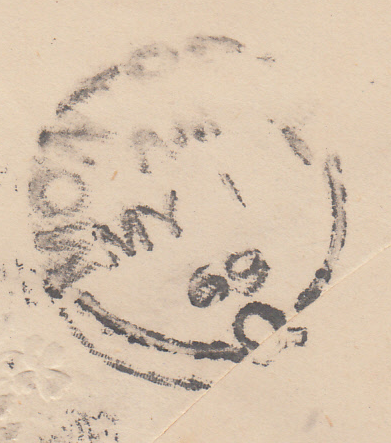 58277 1869 UNDERPAID MAIL BRADFORD TO CANADA WITH 6D Pl.8 (SG108) AND 'INSUFFICIENTLY/PREPAID' HAND STAMP.