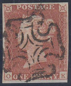 58439 - 1841 1d pl.16 lettered OK (SG 8). Good used with f...