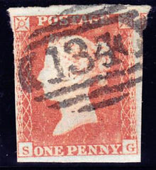 58858 - 1852 1d pl.139(SG) (SG 8). A good to fine used lett...