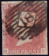 58864 - 1852 1d pl.144 (Bl)(SG 8). Good used lettered BL w...