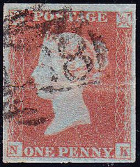 59367 - 1852 1d pl.147 (NK)(SG 8). Used example lettered N...