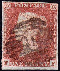 59373 - 1852 1d pl.142 (FF)(SG 8). Good used lettered FF w...