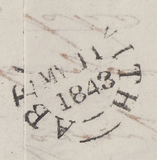 59386 1843 MAIL MANCHESTER TO ABERYSTWITH WITH NORMAL MALTESE CROSS, 1D PL.25(SG8)(GF).