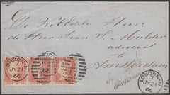 59546 - 1866 MAIL TO AMSTERDAM/Pl.94 (SG 43) (DC DD DE). E...