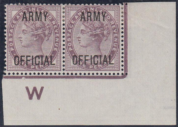 59728 - 1896 1d lilac ARMY OFFICIAL (SG O43). A fine large...