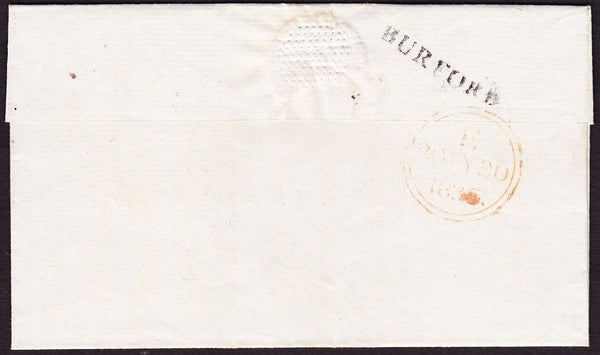 59845 - 1835 OXON/'BURFORD' STRAIGHT LINE HAND STAMP (OX56). Wrapper Burford to London with postal...