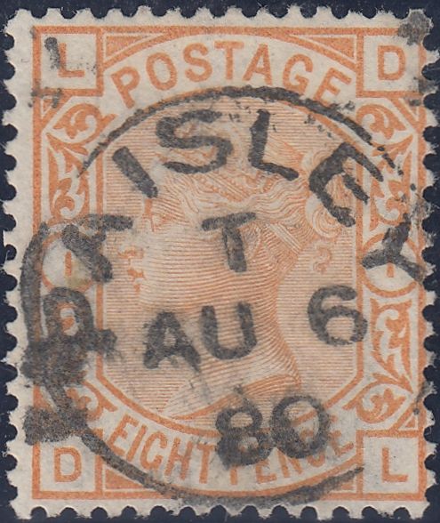 60495 - 1876 8D ORANGE (SG156) CDS USED. Fine used 1876 8d Orange (SG156) lettered DL,