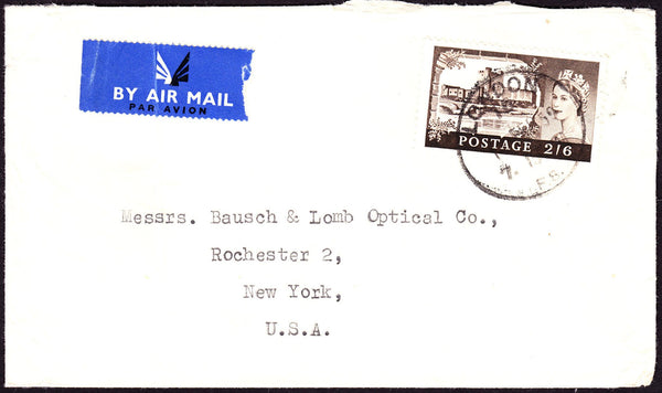 60654 - 1959 envelope London to New York with 2/6d castle ...