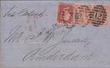 60779 - 1863 MAIL LONDON TO HOLLAND/LATE FEE. 1863 wrapper London to Amsterdam ...