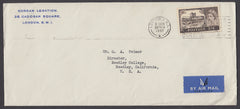 60935 1957 AIR MAIL LONDON TO USA WITH 2/6D CASTLE.