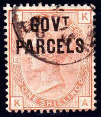 61360 - 1886 1/- orange-brown plate 13 (SG 163) overprinte...