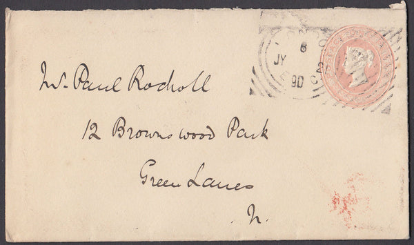 61440 - HOSTER CANCELLATION. 1890 1d pink envelope used lo...