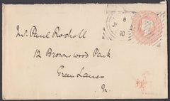 61440 1890 PENNY PINK ENVELOPE USED IN LONDON HOSTER CANCELLATION.