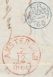 61539 1860 MAIL TO HOLLAND LINE-ENGRAVED AND SURFACE PRINTED MIXED ISSUES.