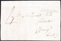 61719 - KENT. 1821 wrapper (side flaps removed) Ashford to...
