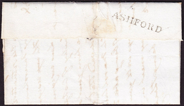 61777 - KENT. 1833 letter Ashford to Charing and on revers...