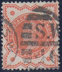 62192 - 1887 ½d vermilion FRAME DAMAGE (SG 197). Good used...