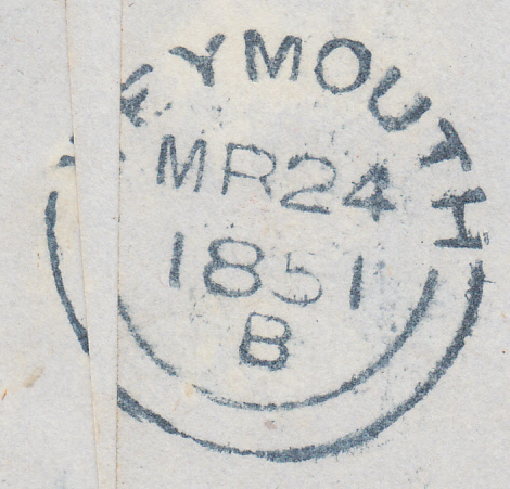 62518 - BLUE '873' NUMERAL OF WEYMOUTH ON COVER (SPECB1xb Cat £750....