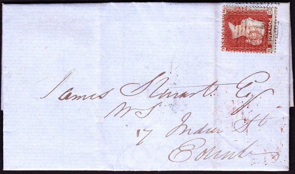 62523 - PL.195 (BG)(SG17) ON COVER. Entire Langholm to Edinburgh with Die 1 1d