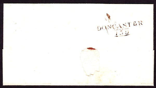 62722 - YORKS CIRCA 1820 'DONCASTER 159' MILEAGE MARK (YK841). Undated wrapper, circa 1820, Doncaster ...